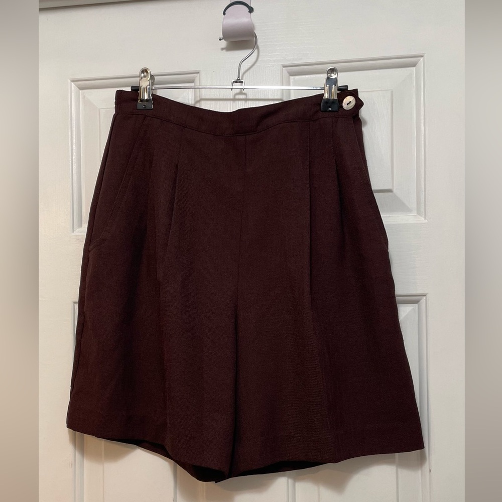 High Waist Brown Formal Shorts